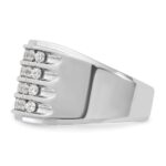 IBGoodman 14k White Gold Men's Polished and Grooved 4-Row 1 1/5 Carat AA Quality Diamond Ring - Image 5