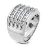 IBGoodman 10k White Gold Men's Polished and Grooved 4-Row Ring Mounting - Image 8