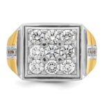 IBGoodman 14k Two-tone Men's Polished 2 1/3 Carat AA Quality Diamond Square Cluster Ring - Image 6