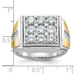 IBGoodman 14k Two-tone Men's Polished 2 1/3 Carat AA Quality Diamond Square Cluster Ring - Image 3