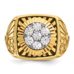 IBGoodman 10k Two-tone Men's Polished Textured and Diamond-cut Stars and Stripes Round Cluster Ring Mounting - Image 6