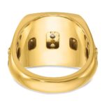 IBGoodman 14k Two-tone with Black Enamel Men's Polished Textured and Diamond-cut 1 Carat AA Quality Diamond Stars and Stripes Round Cluster Ring - Image 5