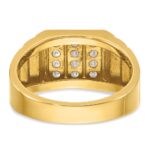 IBGoodman 14k with White Rhodium Men's Polished Satin and Grooved 3-Row 1/3 Carat AA Quality Diamond Ring - Image 5