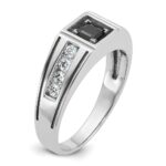 14k White Gold with Black Rhodium IBGoodman Men's Satin 7/8 carat Black and White Diamond Complete Ring - Image 8