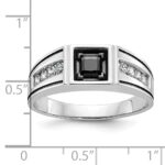 14k White Gold with Black Rhodium IBGoodman Men's Satin 7/8 carat Black and White Diamond Complete Ring - Image 3