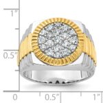 IBGoodman 14k Two-tone Men's Polished Satin and Ribbed Round Cluster Ring Mounting - Image 3