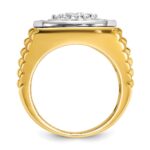 IBGoodman 14k Two-Tone 1 7/8 carat Lab Grown Diamond VS/SI+ G+ Complete Ribbed Men's Cluster Ring - Image 2