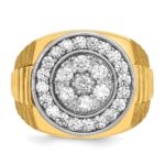 IBGoodman 14k Two-tone Men's Polished Satin and Ribbed 2 Carat AA Quality Diamond Round Cluster Ring - Image 6