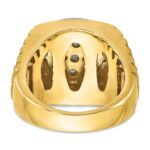 IBGoodman 14k Two-tone Men's Polished Satin and Ribbed 2 Carat AA Quality Diamond Round Cluster Ring - Image 7