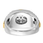IBGoodman 14k Two-tone Men's Polished Satin and Ribbed Round Cluster Ring Mounting - Image 7
