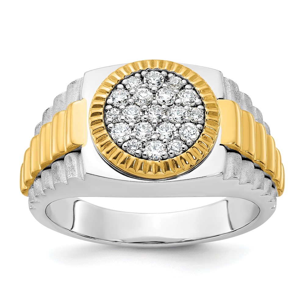 B59382-4WYAA-1.jpg IBGoodman 14k Two-Tone 1/2 carat Lab Grown Diamond VS/SI+ G+ Complete Ribbed Men's Cluster Ring - Image 1