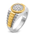 IBGoodman 14k Two-Tone 1/2 carat Lab Grown Diamond VS/SI+ G+ Complete Ribbed Men's Cluster Ring - Image 6