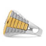 IBGoodman 14k Two-tone Men's Polished Satin and Ribbed 2 1/8 Carat AA Quality Diamond Round Cluster Ring - Image 5