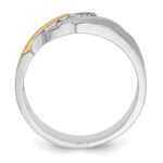 IBGoodman 14k Two-tone Men's Polished Satin and Grooved 4-Stone 1/4 Carat AA Quality Diamond Ring - Image 2