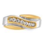 IBGoodman 14k Two-tone Men's Polished and Grooved Curved Bypass 1/2 Carat AA Quality Diamond Ring - Image 6