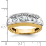 IBGoodman 14k Two-tone Men's Polished and Grooved 5-Stone 1 Carat AA Quality Diamond Ring - Image 3