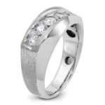 IBGoodman 14k White Gold Men's Polished and Satin 5-Stone 1 Carat AA Quality Diamond Ring - Image 7