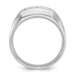 IBGoodman 14k White Gold Men's Polished Satin and Grooved 3-Stone 1/2 Carat AA Quality Diamond Ring - Image 2