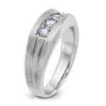 IBGoodman 14k White Gold 1/2 carat Lab Grown Diamond VS/SI+ G+ Three Stone Complete Polished and Satin Men's Ring - Image 6