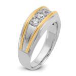 14k Two-tone IBGoodman Men's Polished 3-Stone Ring Mounting - Image 8