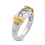 IBGoodman 14k Two-tone Men's Polished 3-Stone 1/2 Carat AA Quality Diamond Ring - Image 8