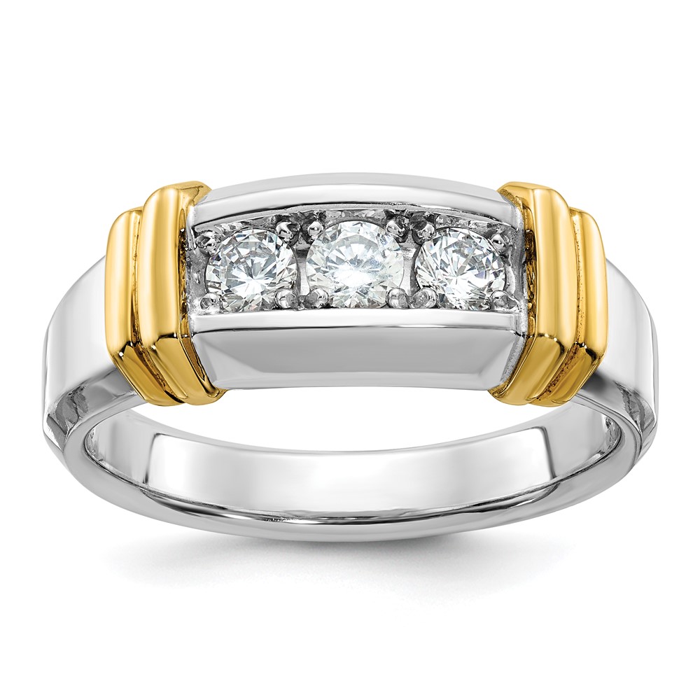 B63179-4WYAA.jpg 14k Two-tone IBGoodman Men's Polished 3-Stone Ring Mounting - Image 1