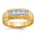 IBGoodman 14k with White Rhodium 1/2 carat Lab Grown Diamond VS/SI+ G+ Complete Polished and Satin Five Stone Men's Ring