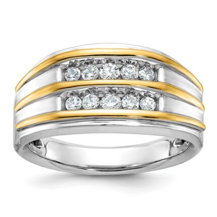 14k Two-tone IBGoodman Men's Polished 2-Row Ring Mounting