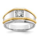 IBGoodman 14k Two-tone 1/2 carat Lab Grown Diamond VS/SI+ G+ Complete Polished Men's Ring