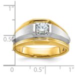 14k Two-tone IBGoodman Men's Polished and Satin 3/8 carat Diamond Complete Ring - Image 3