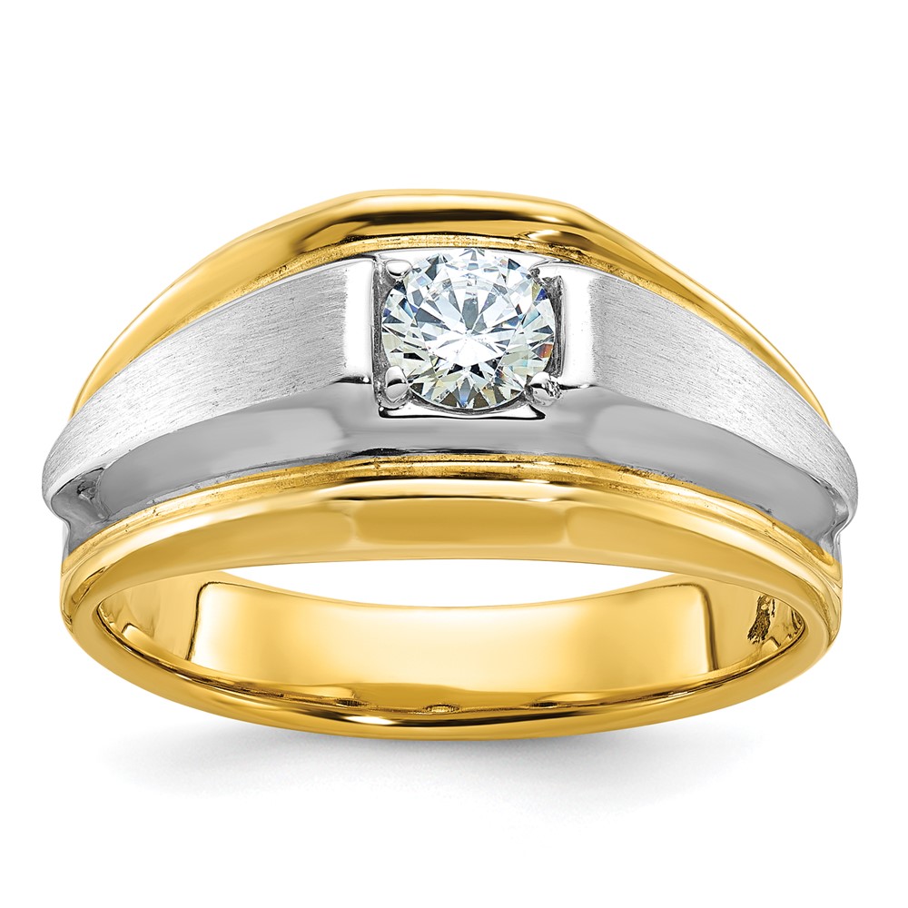 B63195-4YWAA.jpg 14k Two-tone IBGoodman Men's Polished and Satin 3/8 carat Diamond Complete Ring - Image 1