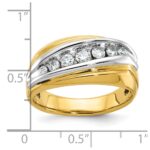 IBGoodman 14k Two-tone Men's Polished and Grooved Graduated 7-Stone 1/2 Carat AA Quality Diamond Ring - Image 3