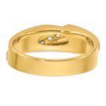 IBGoodman 14k Two-tone Men's Polished Satin and Grooved 4-Stone 1/8 Carat AA Quality Diamond Ring - Image 7