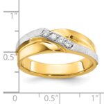 IBGoodman 14k Two-tone Men's Polished Satin and Grooved 4-Stone 1/8 Carat AA Quality Diamond Ring - Image 3