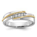IBGoodman 14k Two-tone 1/6 carat Lab Grown Diamond VS/SI+ G+ Complete Polished Men's Five Stone Ring