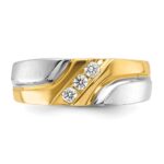 IBGoodman 10k Two-tone Men's Polished Satin and Grooved 3-Stone 1/6 Carat A Quality Diamond Ring - Image 6