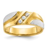 IBGoodman Two-tone 1/6 carat Lab Grown Diamond VS/SI+ G+ Complete Polished Satin and Grooved Men's Ring