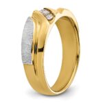 IBGoodman 14k Two-tone Men's Polished Satin and Grooved 3-Stone 1/6 Carat AA Quality Diamond Ring - Image 9