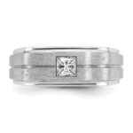 14k White Gold IBGoodman Men's Polished and Satin Diamond Ring Mounting - Image 6
