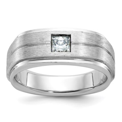 14k White Gold IBGoodman Men's Polished and Satin Diamond Ring Mounting