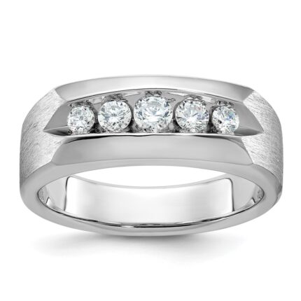 14k White Gold IBGoodman Men's Polished & Satin 5-Stone Ring Mounting