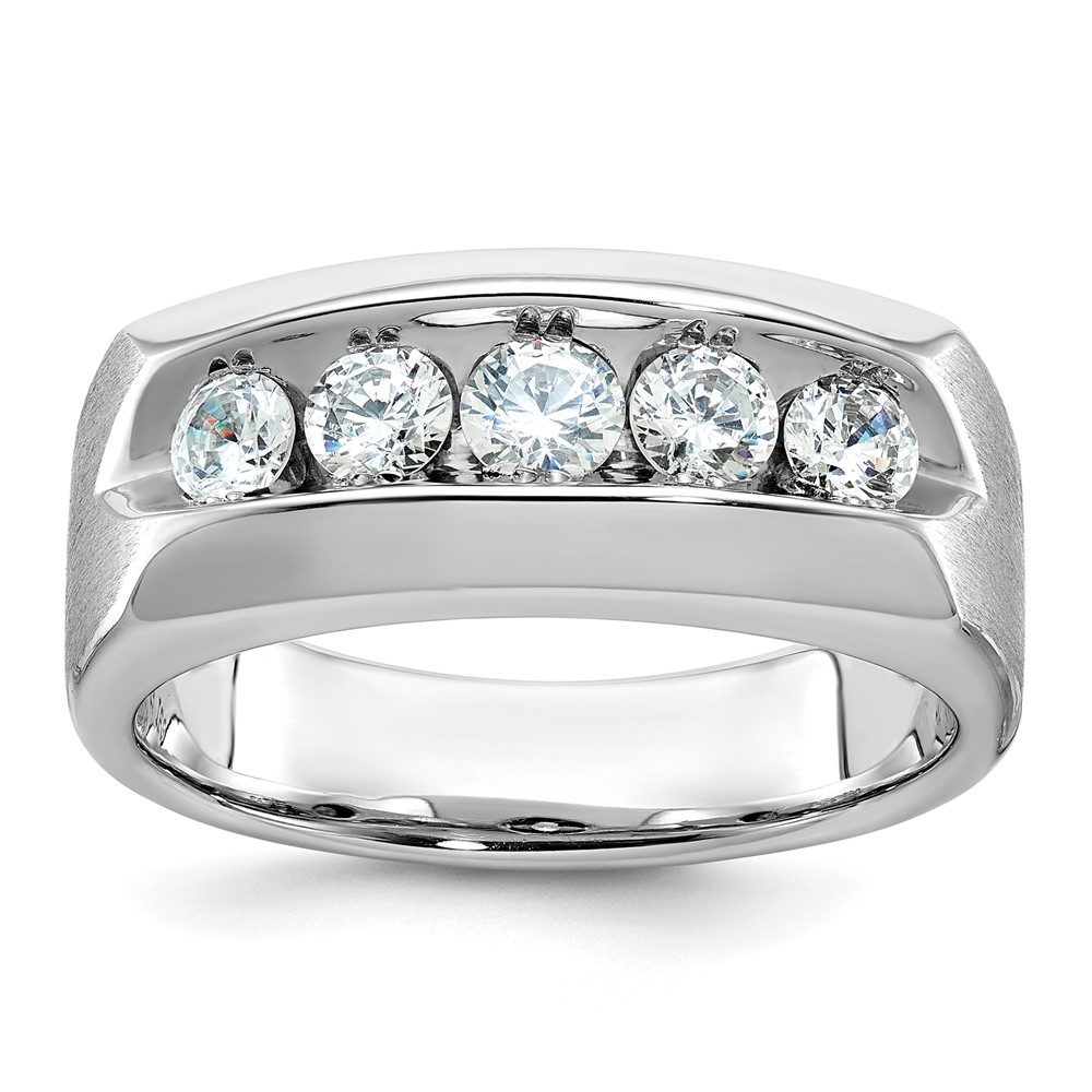 B63268-4WAA-6.jpg IBGoodman 14k White Gold 1 carat Lab Grown Diamond VS/SI+ G+ Five Stone Complete Polished and Satin Men's Ring - Image 1