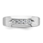 IBGoodman 14k White Gold Men's Polished and Satin 5-Stone 1/4 Carat AA Quality Diamond Ring - Image 4