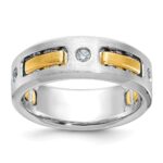 IBGoodman 14k Two-tone Men's Polished Satin and Cut-Out 3-Stone Ring Mounting