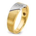 14k Two-tone IBGoodman Men's Polished and Satin 1/20 carat Diamond Complete Ring - Image 6