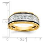 IBGoodman 14k Two-tone with Black Rhodium Men's Polished Satin and Grooved 5-Stone 1/4 Carat AA Quality Diamond Ring - Image 3
