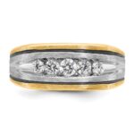 IBGoodman 10k Two-tone with Black Rhodium Men's Polished Satin and Grooved 5-Stone 1/2 Carat A Quality Diamond Ring - Image 6