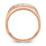 IBGoodman 14k White and Rose Gold with Black Rhodium Men's Polished Satin and Grooved 5-Stone 1/2 Carat AA Quality Diamond Ring - Image 2