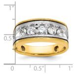 IBGoodman 14k Two-tone with Black Rhodium Men's Polished Satin and Grooved 5-Stone 1 Carat AA Quality Diamond Ring - Image 3