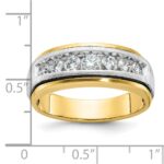 IBGoodman 14k Two-tone Men's Polished Satin and Grooved 7-Stone 3/4 Carat AA Quality Diamond Ring - Image 3